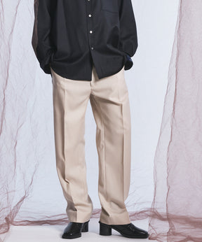4 Colors Chambray Washable Wool One Tuck Straight Pants