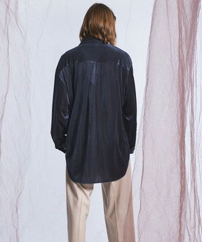 【26AW PRE-ORDER】Glossy Velour Prime-Over Long Sleeve Shirt Coat