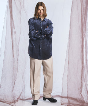 4 Colors Chambray Washable Wool One Tuck Straight Pants