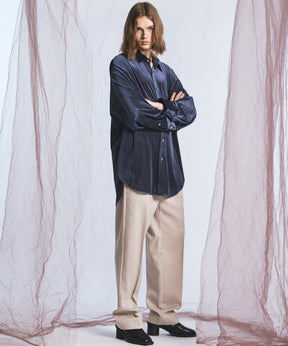 【26AW PRE-ORDER】Glossy Velour Prime-Over Long Sleeve Shirt Coat