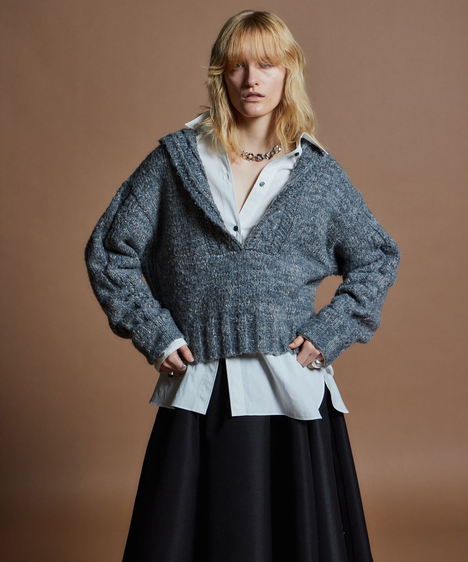 【26WINTER PRE-ORDER】Cable Hoodie Short Knit
