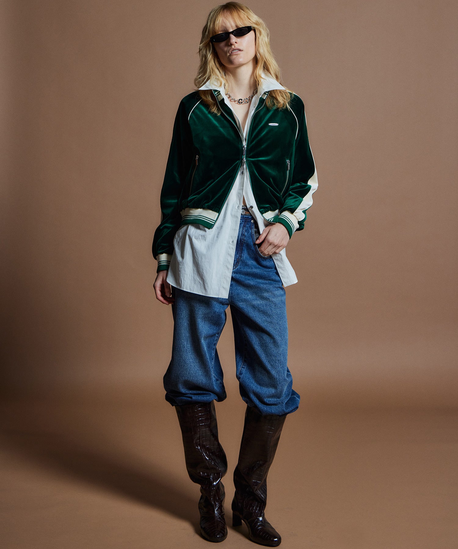 [26WINTER COLLECTION] 纯素皮革对接直筒牛仔布