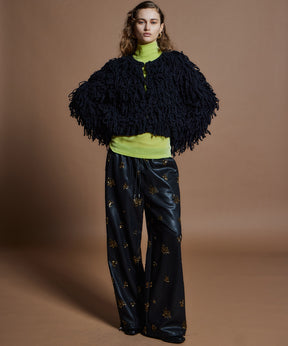 【26WINTER COLLECTION】Beads embroidery Leather Pants