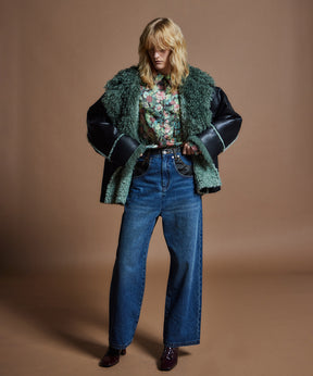 [26WINTER COLLECTION] 纯素皮革对接直筒牛仔布