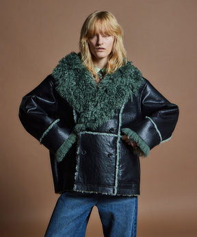 【26WINTER PRE-ORDER】Double-Breasted Vegan Shearling Coat