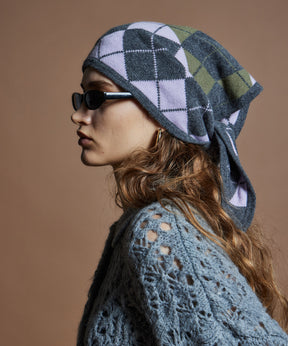 【26WINTER COLLECTION】Drop needle Argyle Knit Babushka