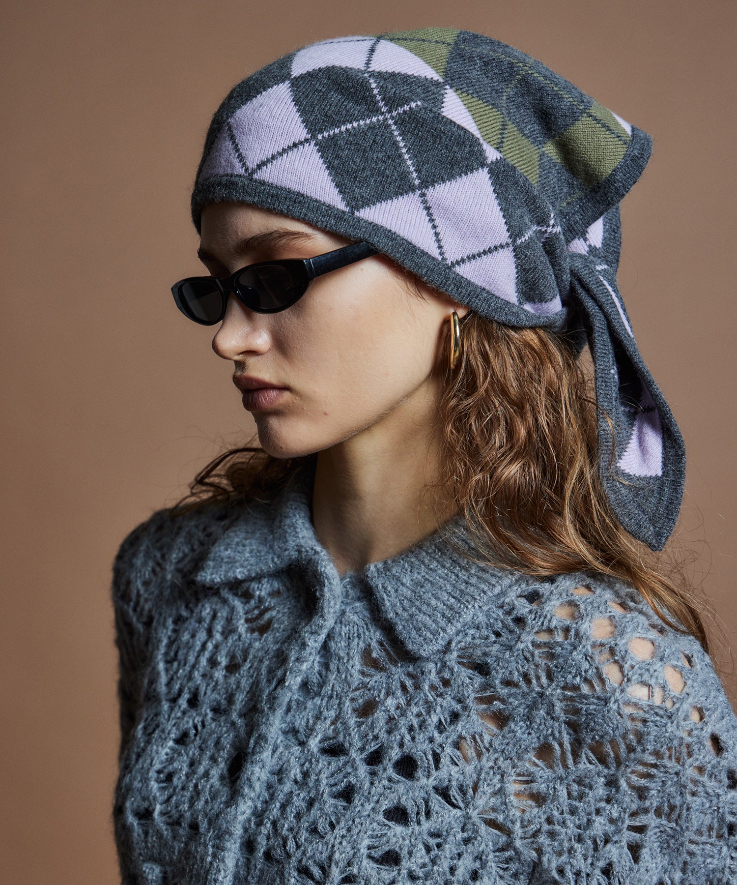 【26WINTER COLLECTION】Drop needle Argyle Knit Babushka