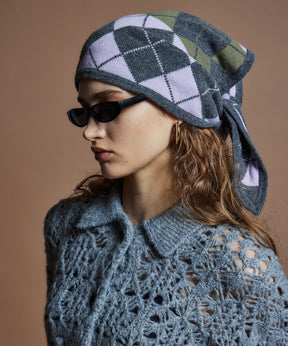 【26WINTER COLLECTION】Drop needle Argyle Knit Babushka
