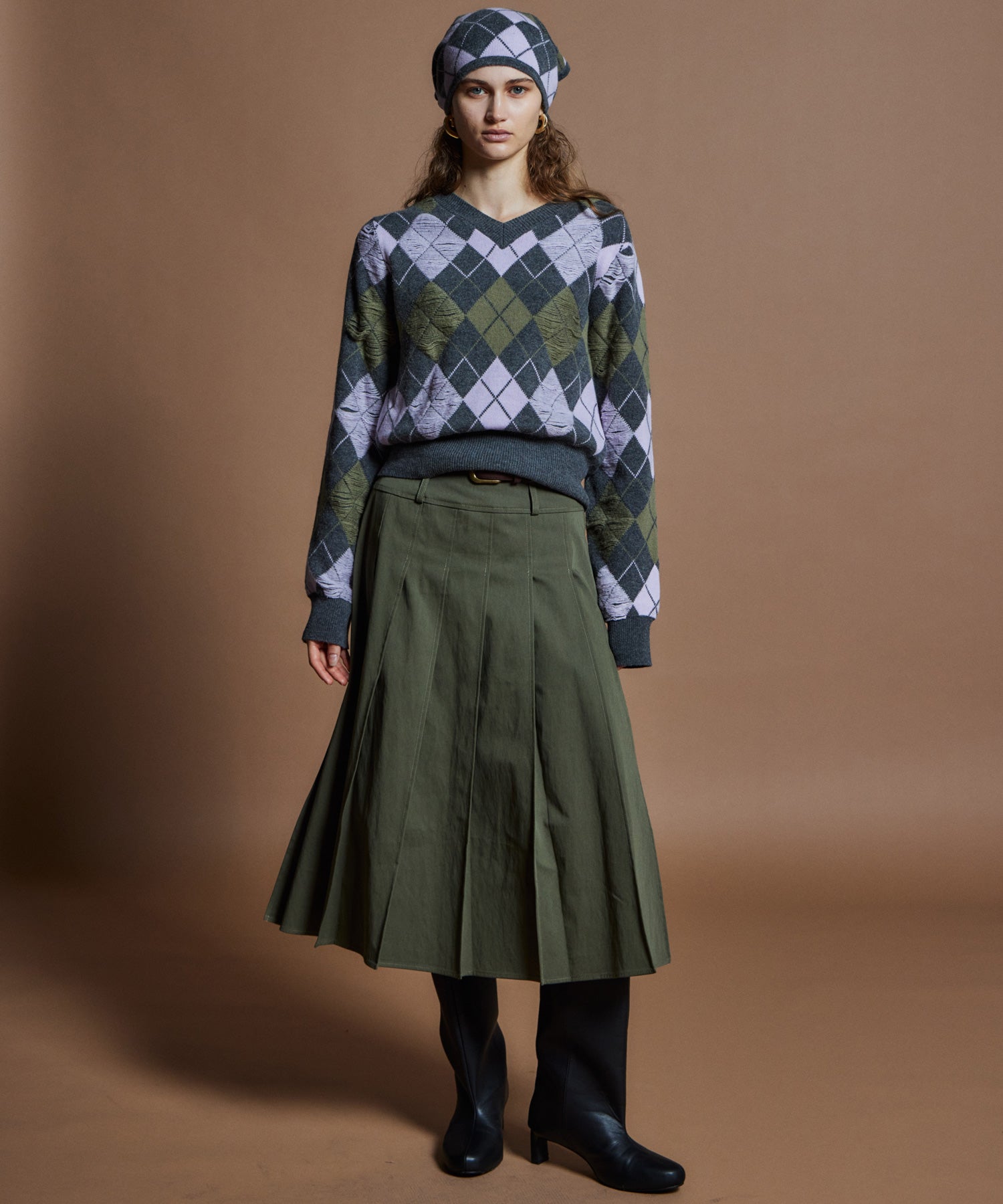 【26WINTER COLLECTION】Drop needle Argyle Knit