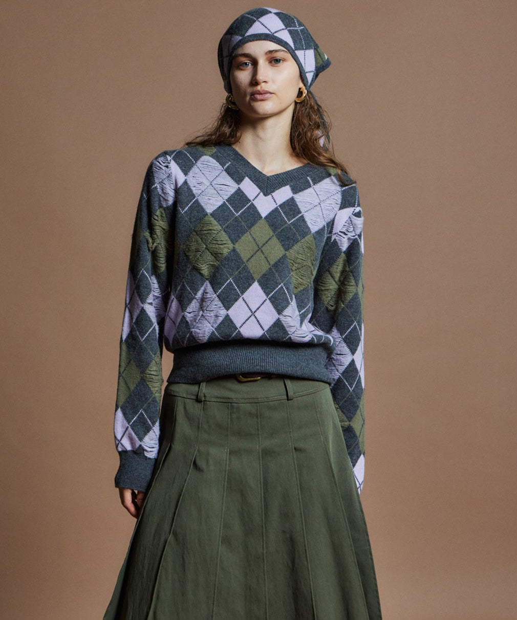 【26WINTER COLLECTION】Drop needle Argyle Knit