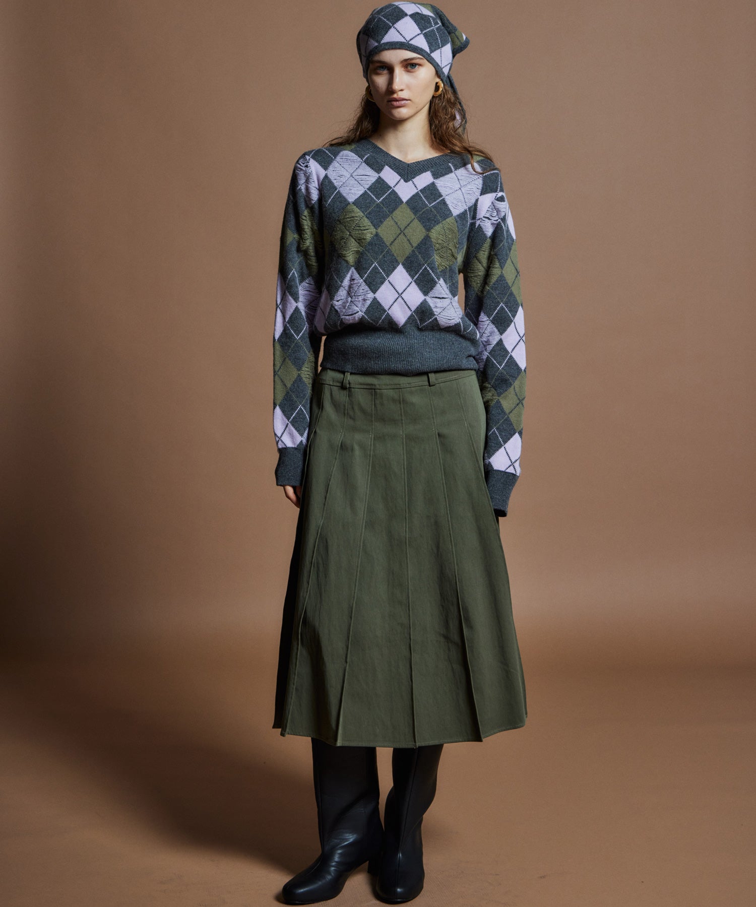 【26WINTER COLLECTION】Drop needle Argyle Knit