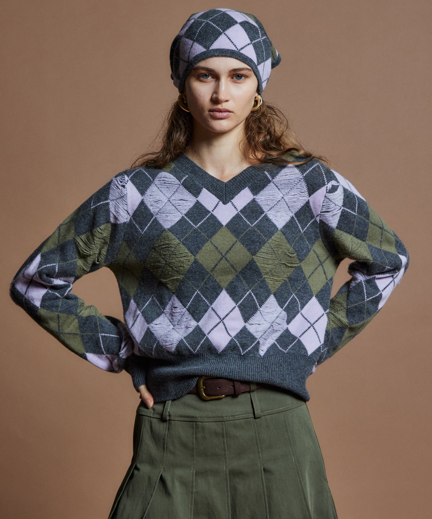 【26WINTER COLLECTION】Drop needle Argyle Knit