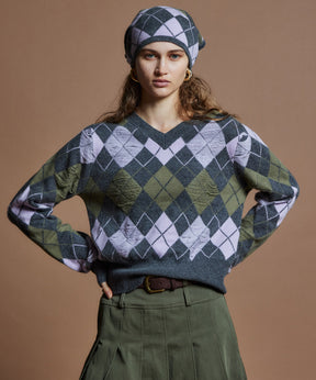 【26WINTER COLLECTION】Drop needle Argyle Knit