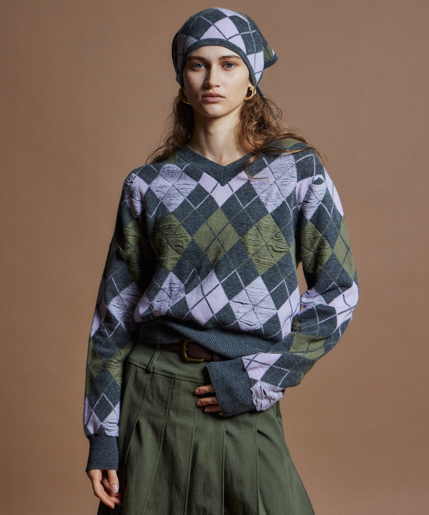 【26WINTER COLLECTION】Drop needle Argyle Knit
