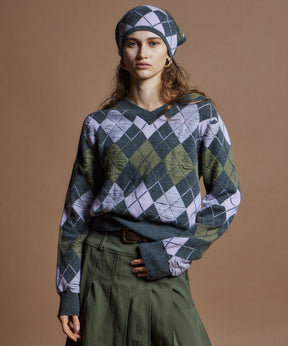 【26WINTER COLLECTION】Drop needle Argyle Knit
