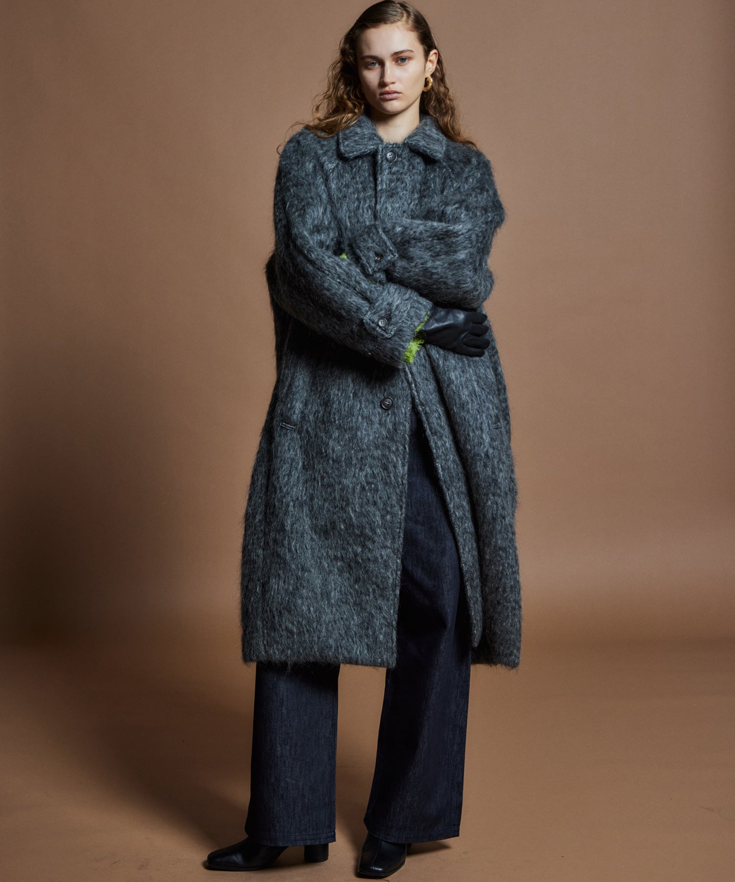[26WINTER COLLECTION] 纯素皮革对接直筒牛仔布