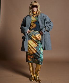 【26WINTER PRE-ORDER】DISTORTED BLOOM Logo Print Tight Skirt