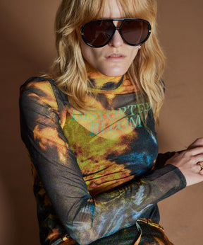 【26WINTER PRE-ORDER】DISTORTED BLOOM Logo Sheer Top