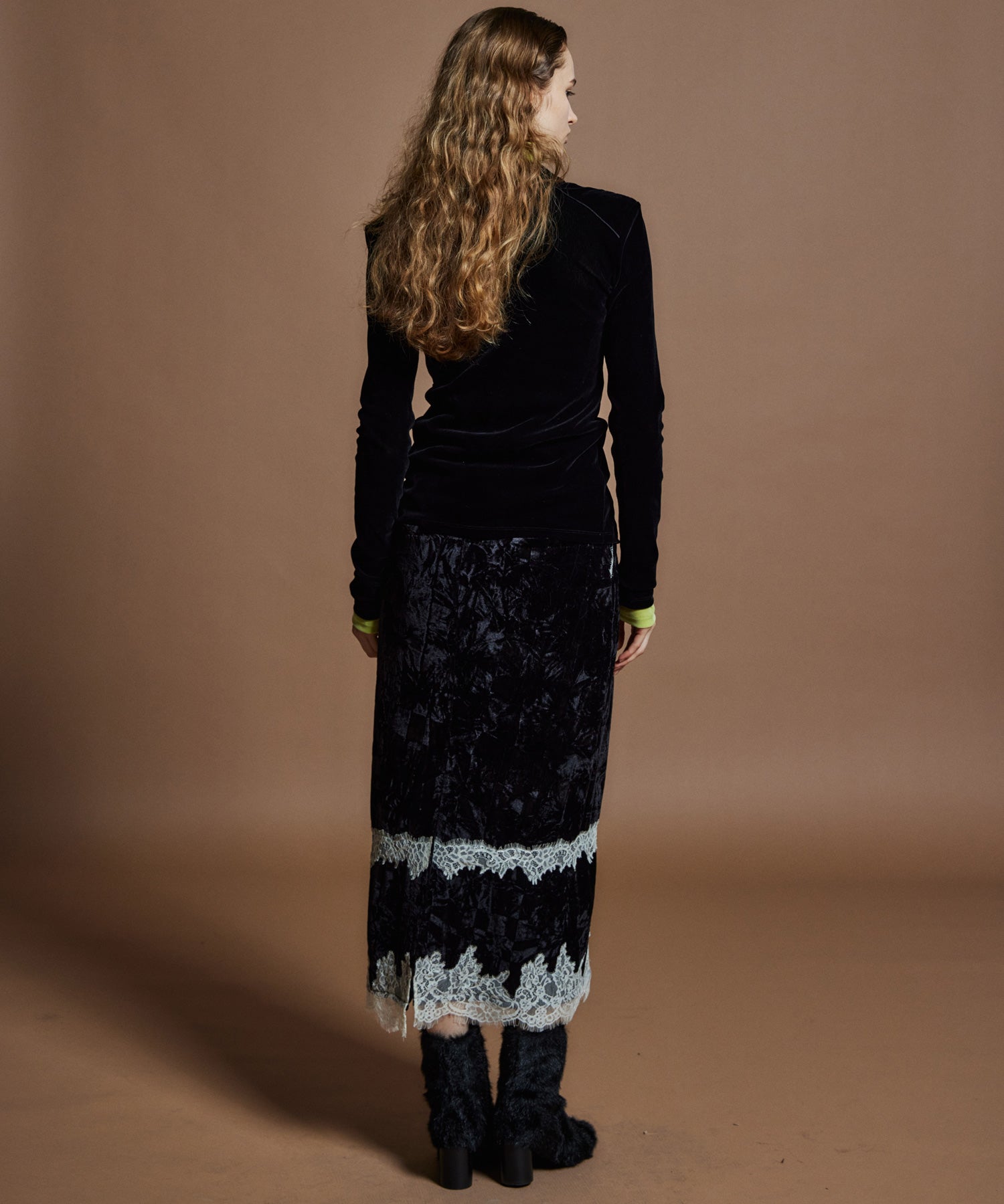 【26WINTER COLLECTION】Crushed Velour Lace Skirt