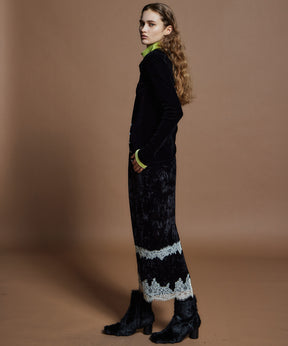 【26WINTER COLLECTION】Crushed Velour Lace Skirt