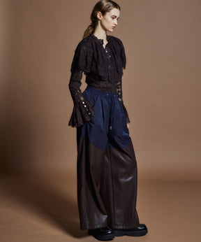 [26WINTER COLLECTION] 纯素皮革对接休闲裤