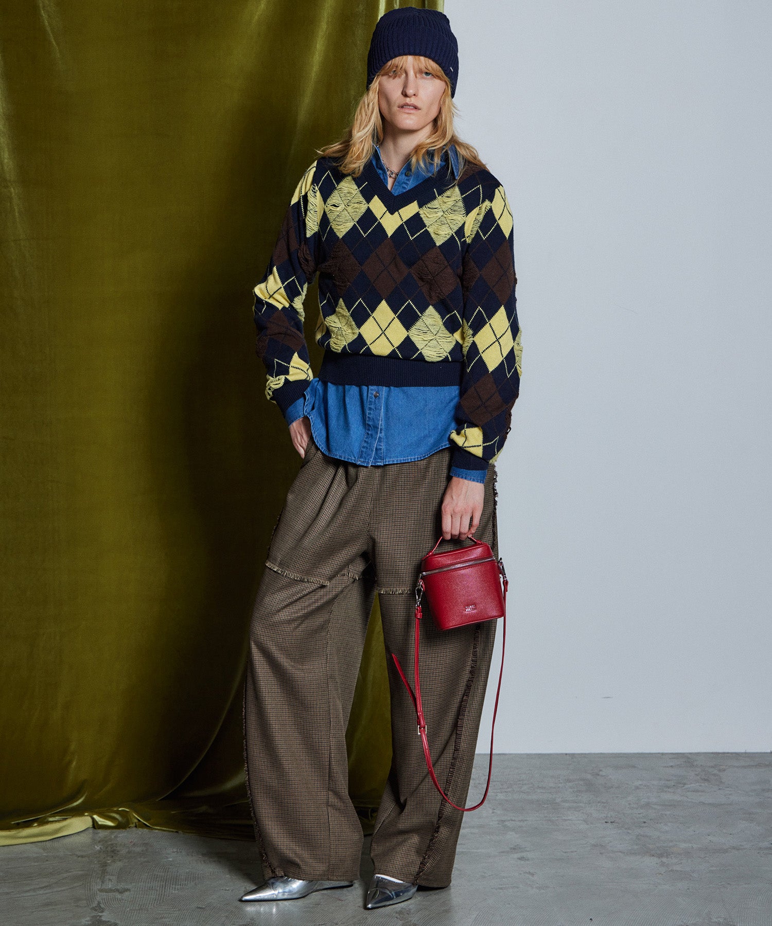 【26WINTER COLLECTION】Drop needle Argyle Knit