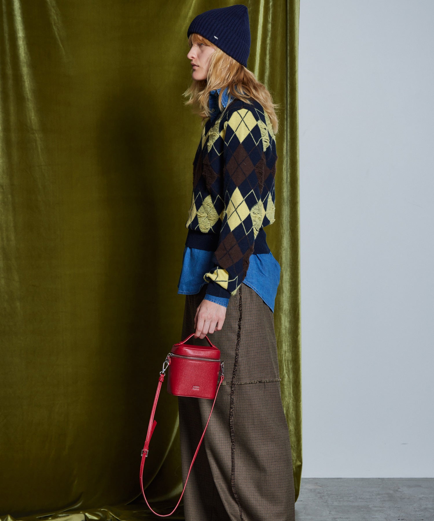 【26WINTER COLLECTION】Drop needle Argyle Knit