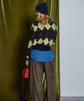 【26WINTER COLLECTION】Drop needle Argyle Knit