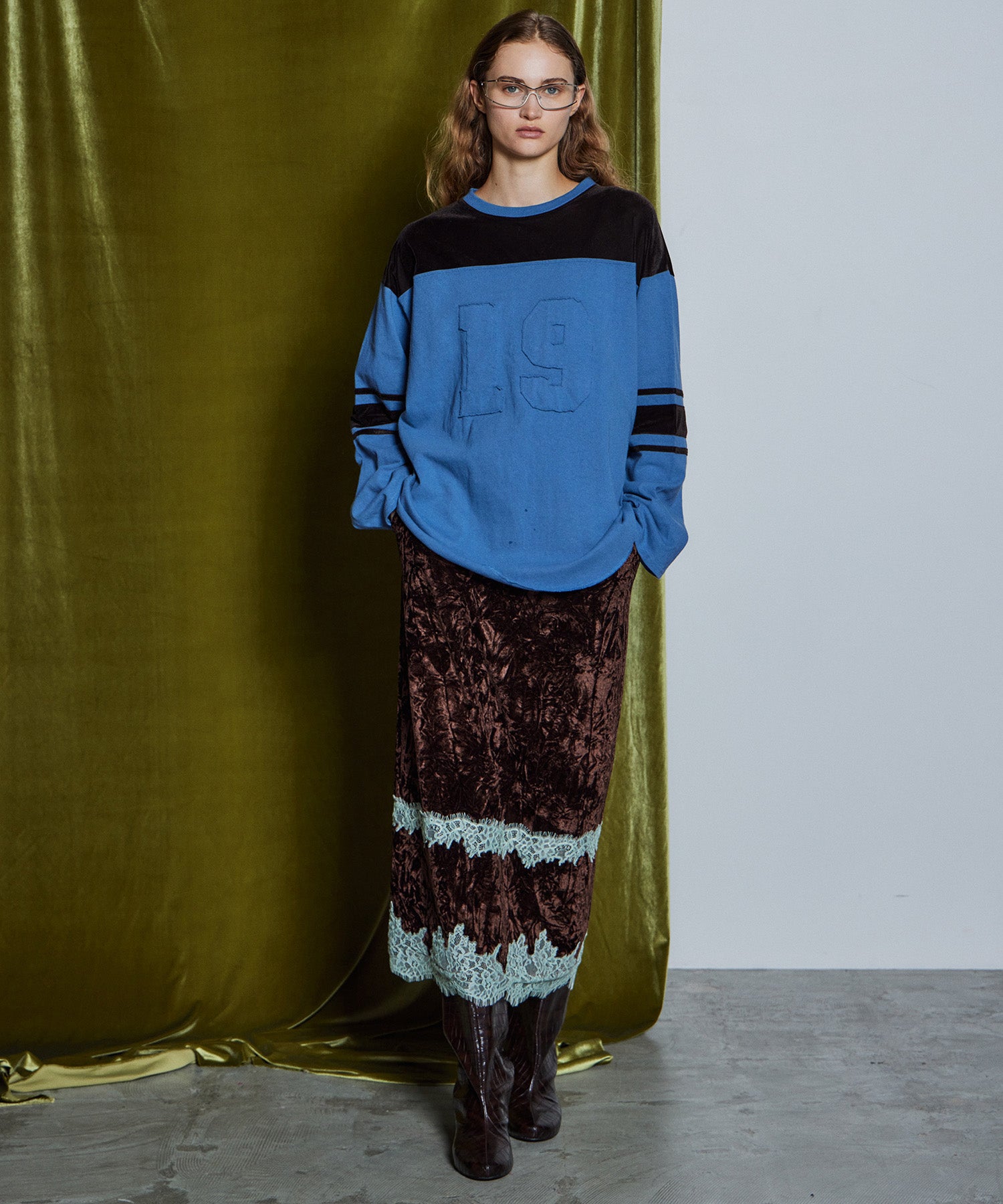 【26WINTER COLLECTION】Crushed Velour Lace Skirt