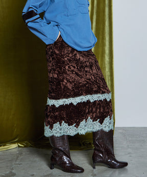【26WINTER COLLECTION】Crushed Velour Lace Skirt