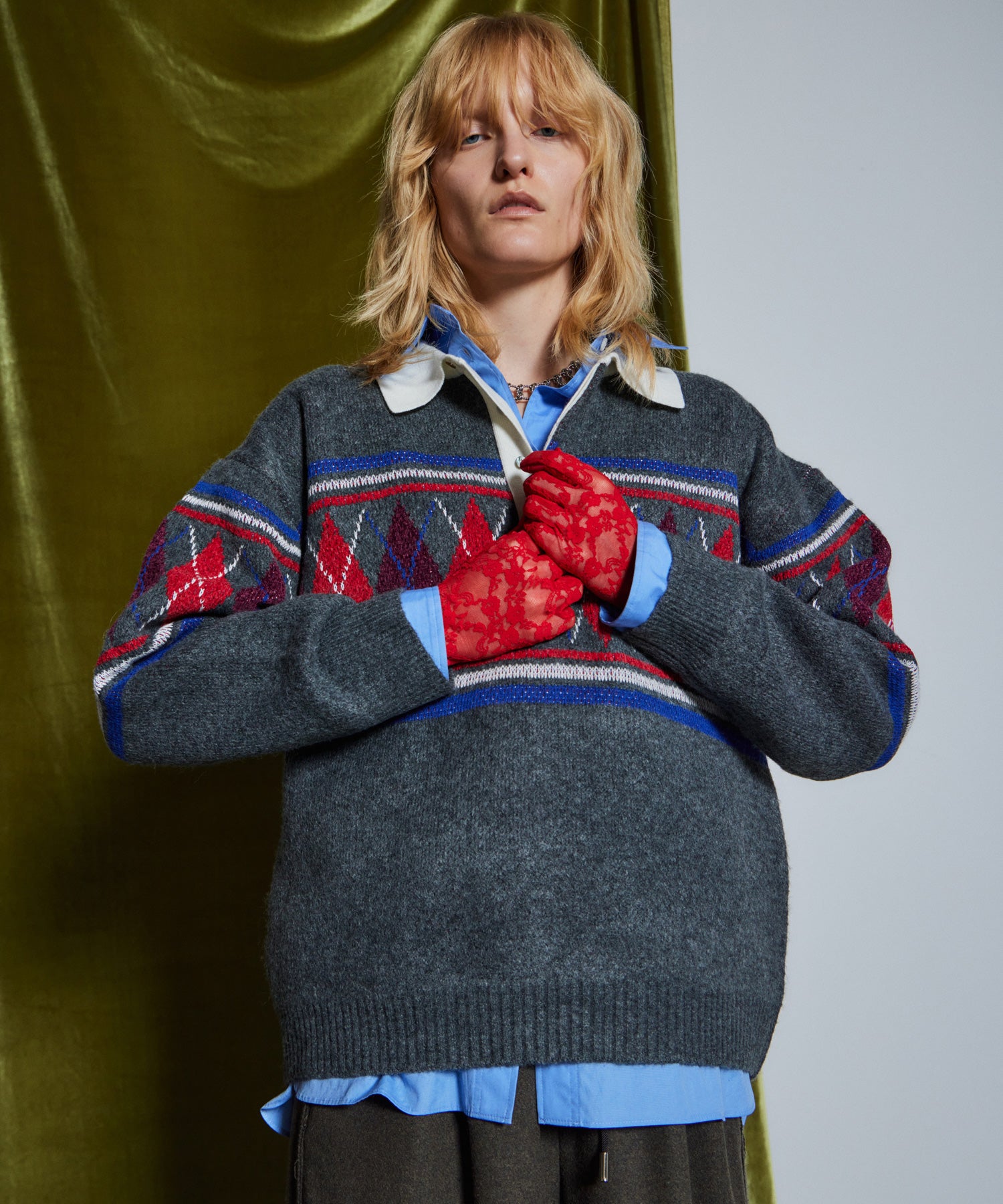 【26WINTER COLLECTION】Argyle Rugby Polo Knit