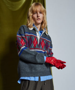 【26WINTER COLLECTION】Argyle Rugby Polo Knit