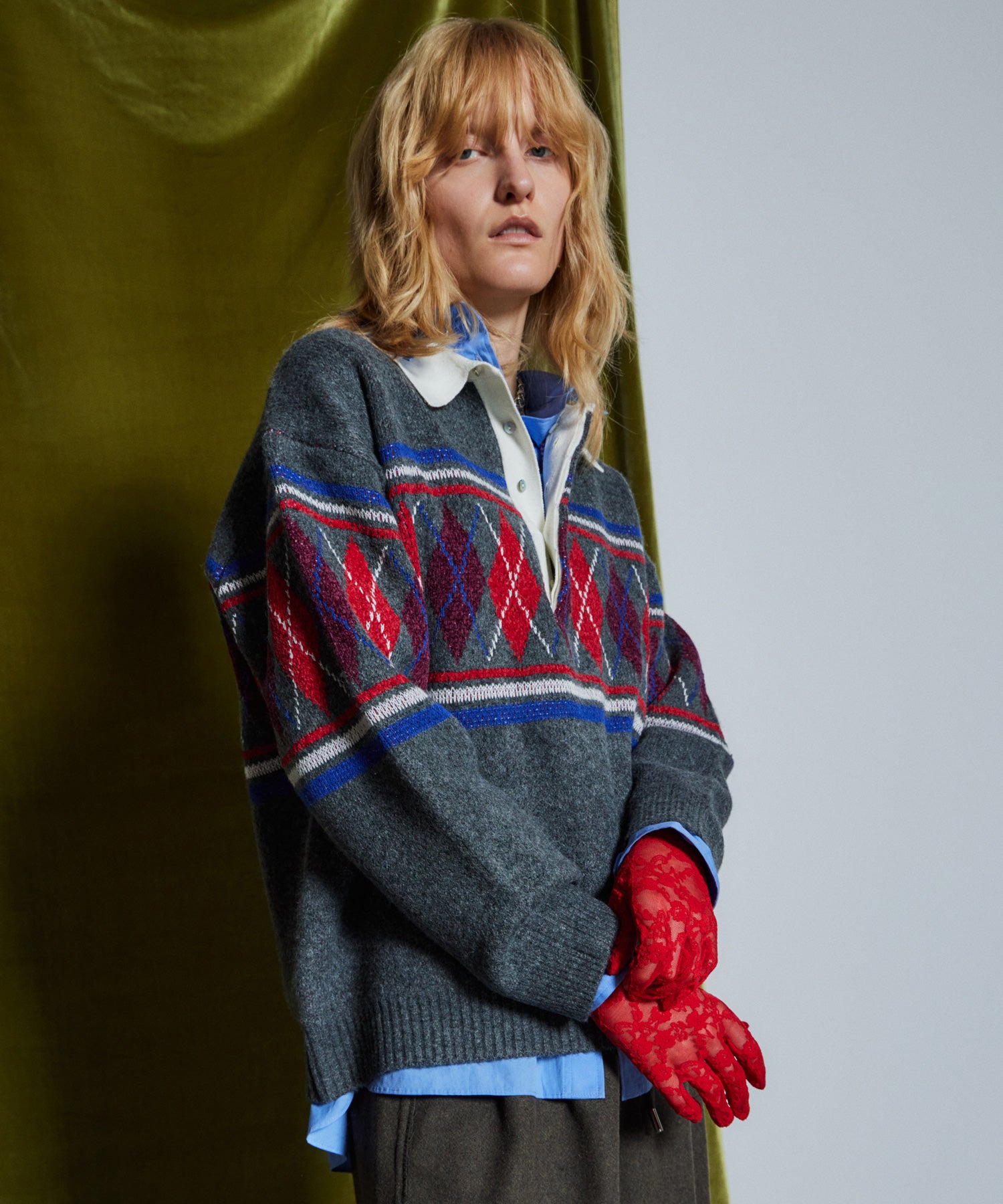 【26WINTER COLLECTION】Argyle Rugby Polo Knit