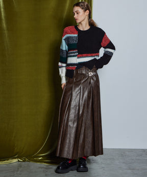 [26WINTER COLLECTION] 纯素皮革百褶裙