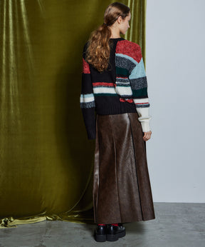 [26WINTER COLLECTION] 纯素皮革百褶裙