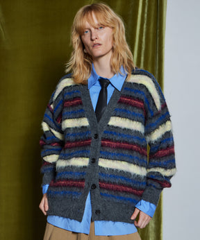 【26WINTER COLLECTION】Multi Border Shaggy Cardigan