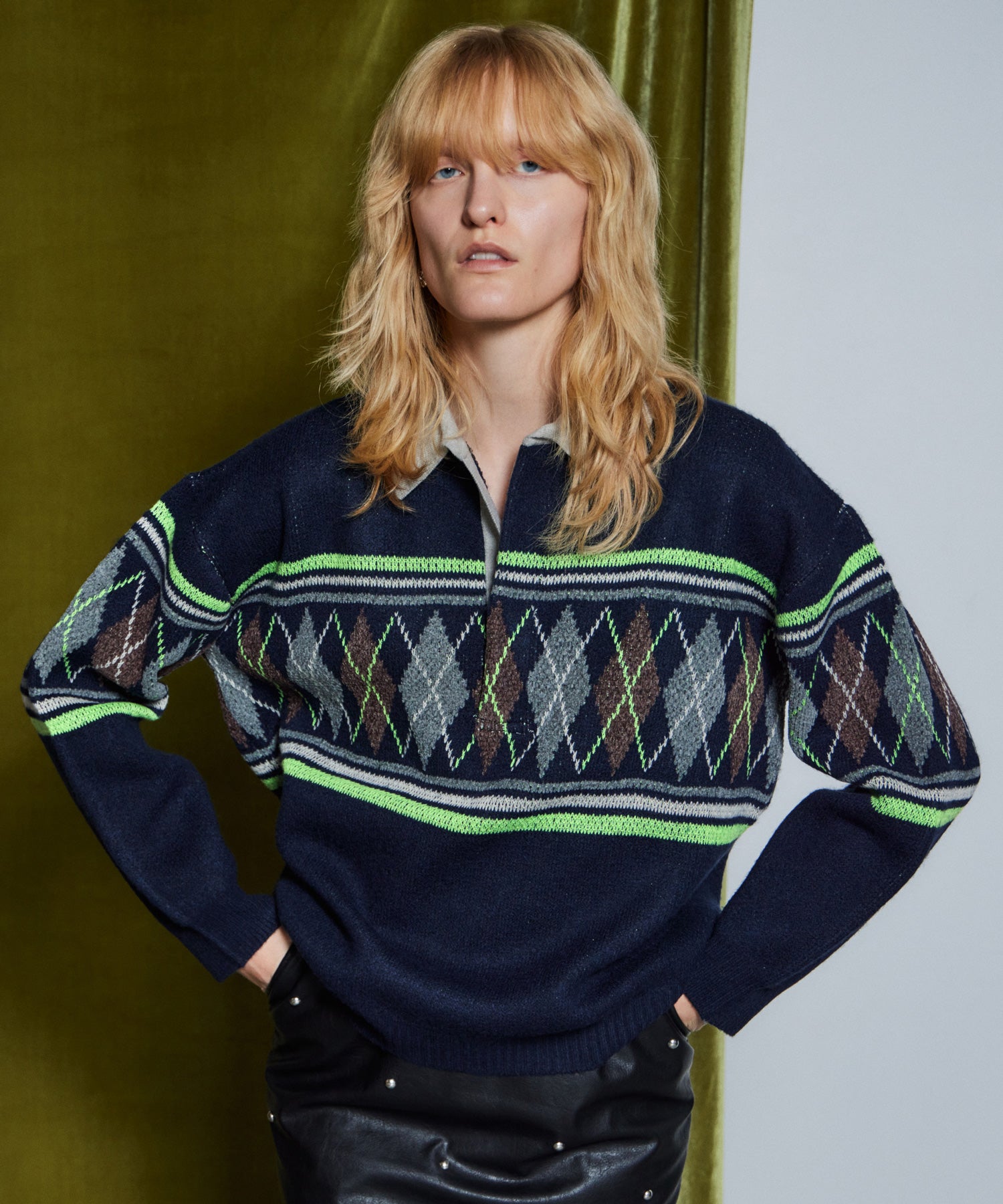 【26WINTER COLLECTION】Argyle Rugby Polo Knit