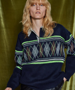 【26WINTER COLLECTION】Argyle Rugby Polo Knit