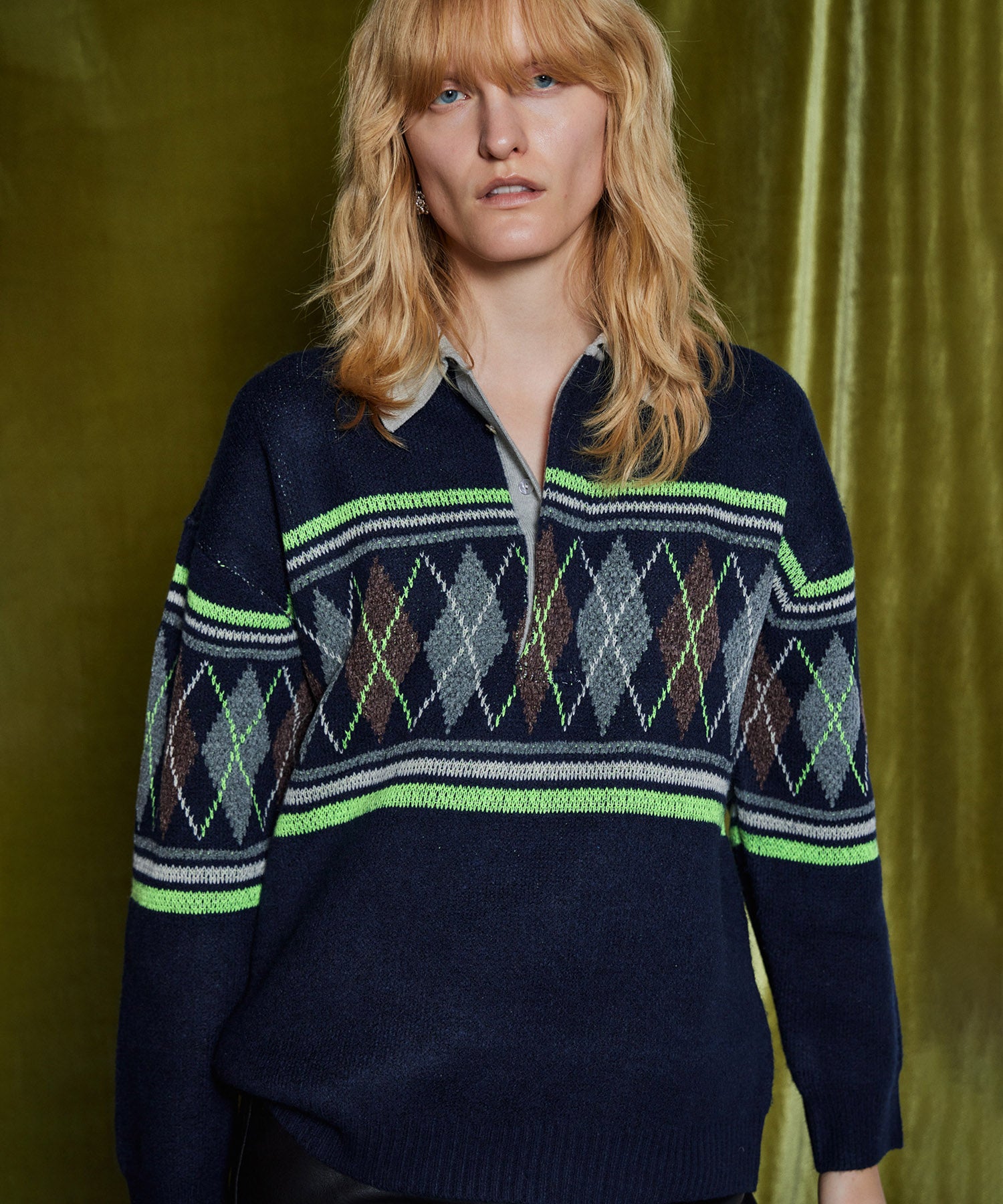 【26WINTER COLLECTION】Argyle Rugby Polo Knit