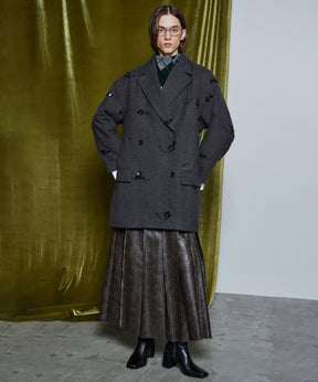 [26WINTER COLLECTION] 纯素皮革百褶裙