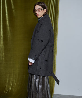【26WINTER COLLECTION】Beaded Embroidered Midi Coat