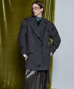 【26WINTER COLLECTION】Beaded Embroidered Midi Coat