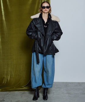 【26WINTER COLLECTION】Faux Leather Short Trench Jacket