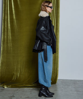 【26WINTER COLLECTION】Faux Leather Short Trench Jacket