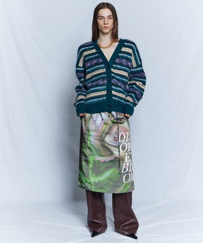 【26WINTER PRE-ORDER】DISTORTED BLOOM Logo Print Tight Skirt