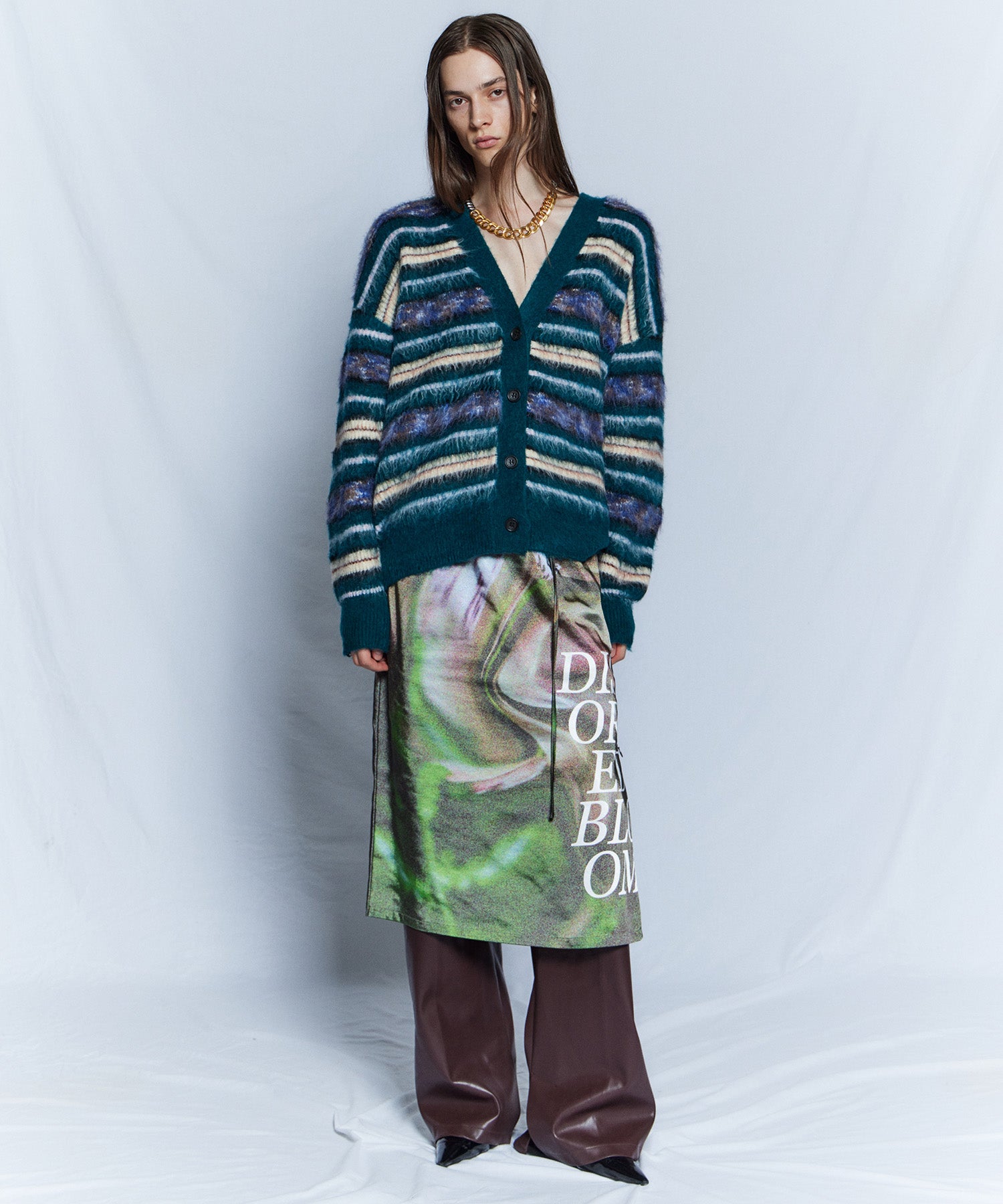 【26WINTER COLLECTION】Multi Border Shaggy Cardigan