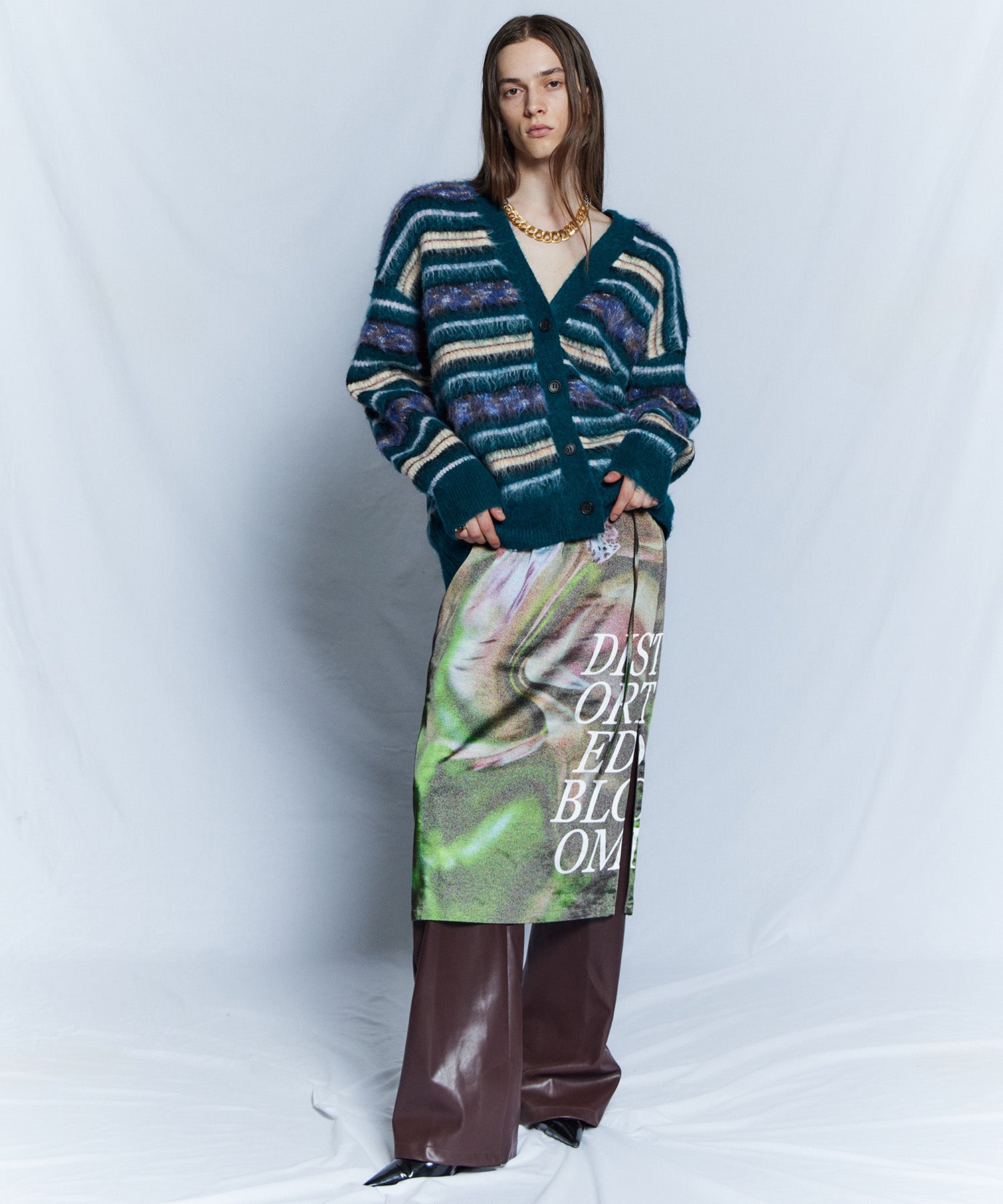 【26WINTER COLLECTION】Multi Border Shaggy Cardigan