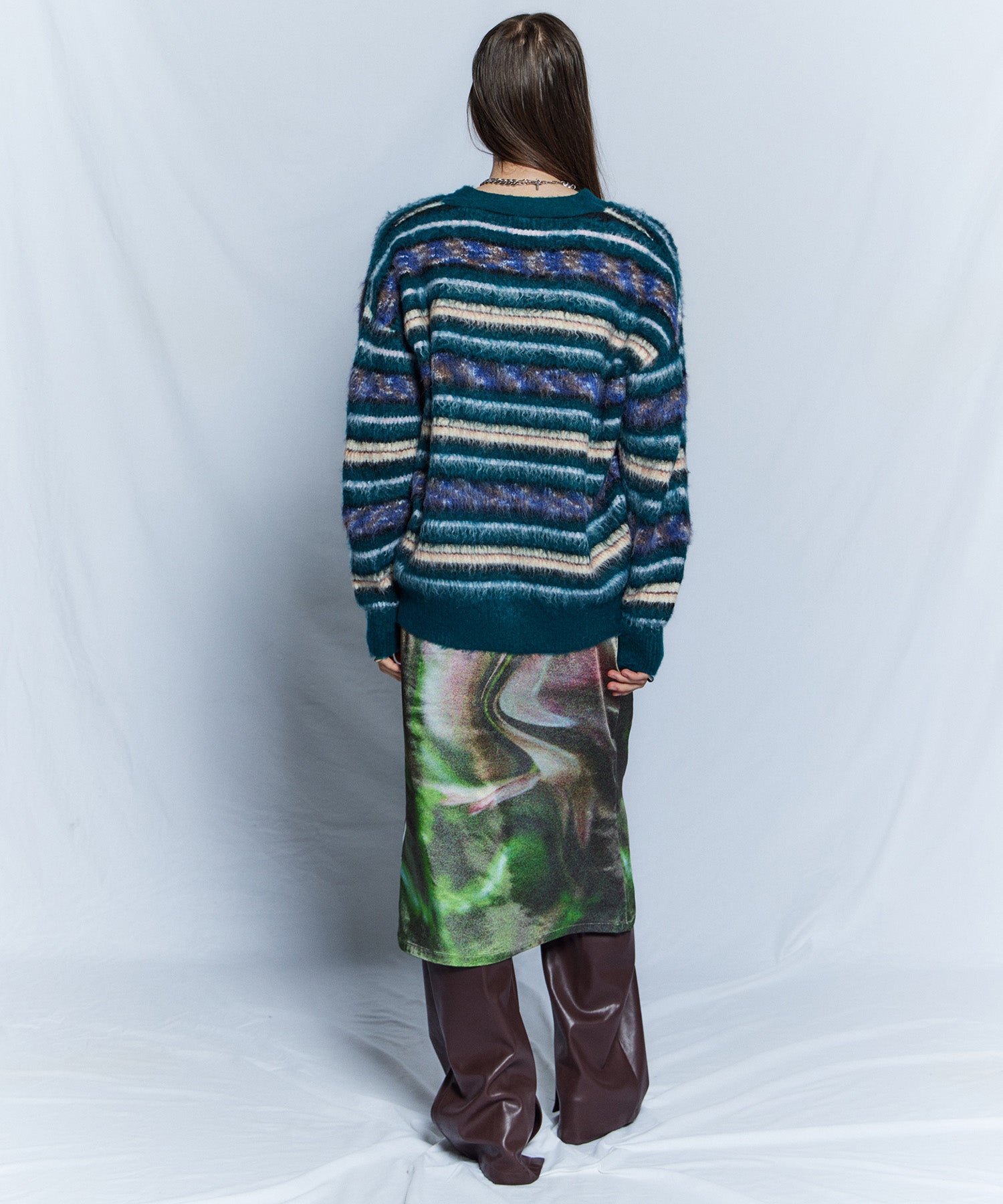 【26WINTER PRE-ORDER】DISTORTED BLOOM Logo Print Tight Skirt