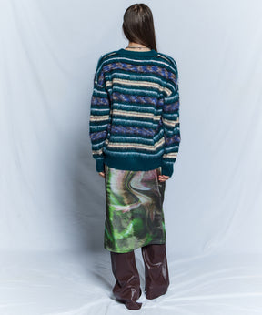 【26WINTER PRE-ORDER】DISTORTED BLOOM Logo Print Tight Skirt