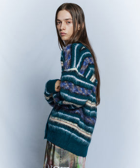 【26WINTER COLLECTION】Multi Border Shaggy Cardigan